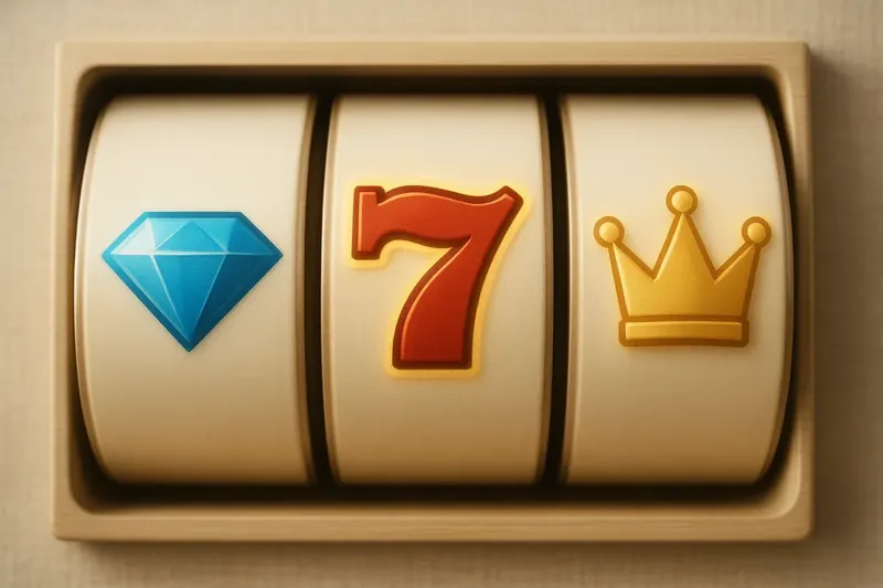 Extreme close-up of slot reels with diamonds, sevens, and crowns